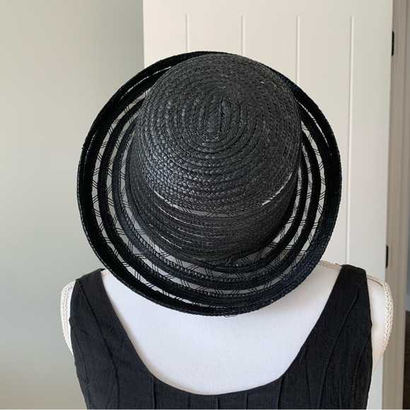 Vintage Black Straw Hat - Picture 2 of 7
